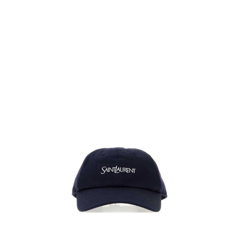 Saint Laurent Men Navy Blue Cotton Baseball Cap